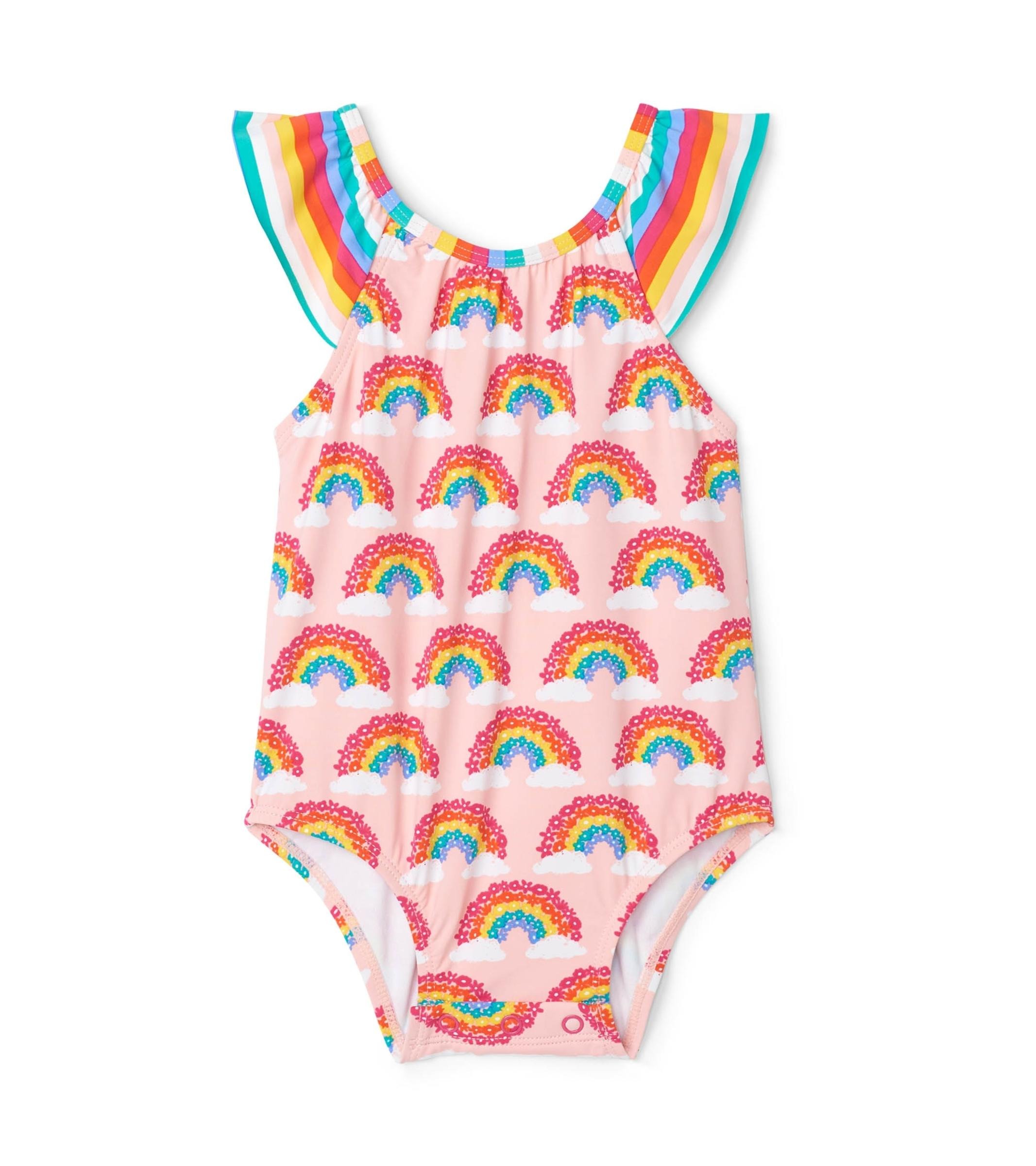 Hatley Press Studs Baby Ruffle Swimsuit (sleeveless) - Magical Rainbows